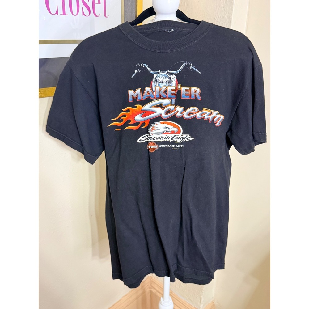 Vintage 2001 Harley Davidson Screamin Eagle St Paul MN T-Shirt Black Mens Large